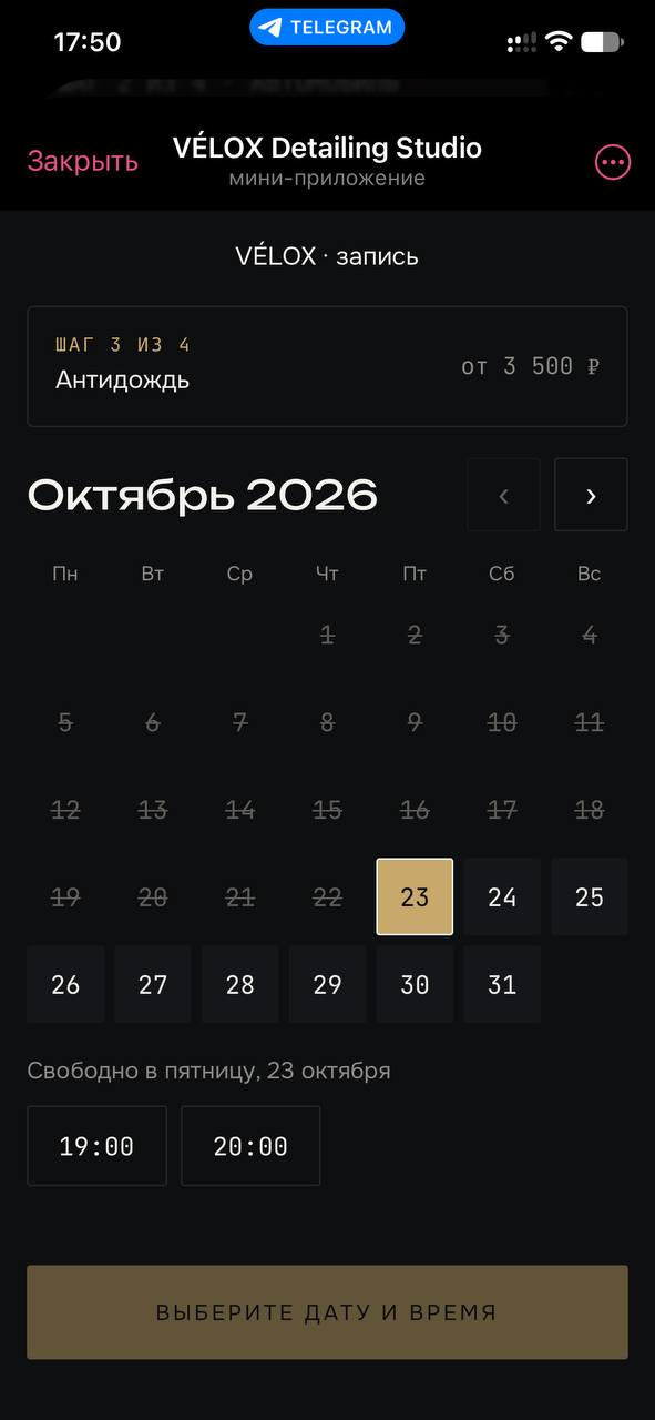 Mini App: picking a date and time